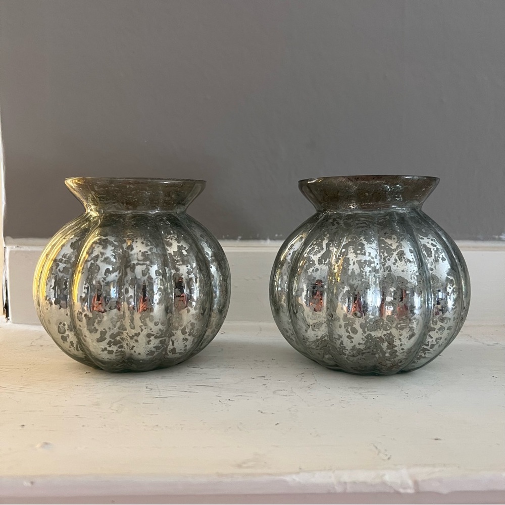 Lot of 2 Mercury Glass Bud Vases / Votives